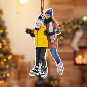 Custom Photo Ice Skating Gifts For Family Couple - Personalized Acrylic Photo Ornament