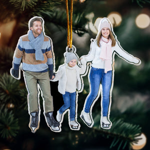 Custom Photo Ice Skating Gifts For Family Couple - Personalized Acrylic Photo Ornament