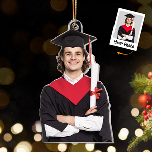 Custom Photo Graduation Ornament Gift For Family Member - Personalized Acrylic Photo Ornament