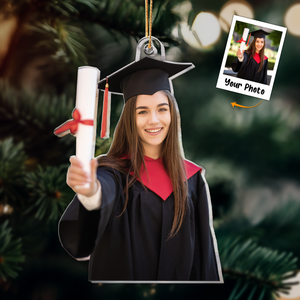 Custom Photo Graduation Ornament Gift For Family Member - Personalized Acrylic Photo Ornament