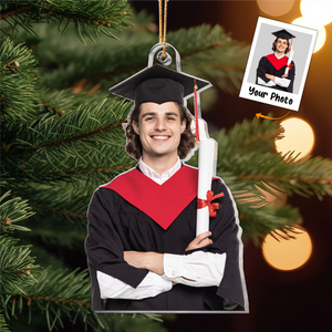 Custom Photo Graduation Ornament Gift For Family Member - Personalized Acrylic Photo Ornament