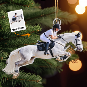 Custom Photo Horse Riding Equestrian Lover Gift - Personalized Acrylic Photo Ornament