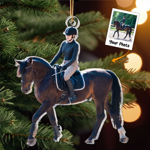 Custom Photo Horse Riding Equestrian Lover Gift - Personalized Acrylic Photo Ornament