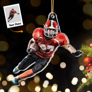 Custom Photo Ornament For American Football Players - Personalized Shaped Acrylic Photo Ornament