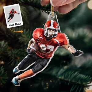 Custom Photo Ornament For American Football Players - Personalized Shaped Acrylic Photo Ornament