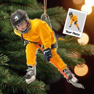 Custom Photo Hockey Players Gift for Son, Grandson - Personalized Acrylic Photo Ornament