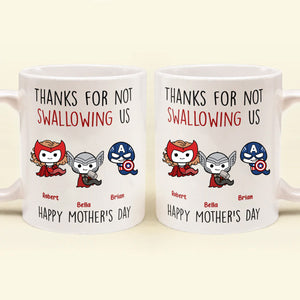 Thank Super Mom For Not Swallowing Us - Gift For Mom, Grandmother - Personalized Ceramic Mug