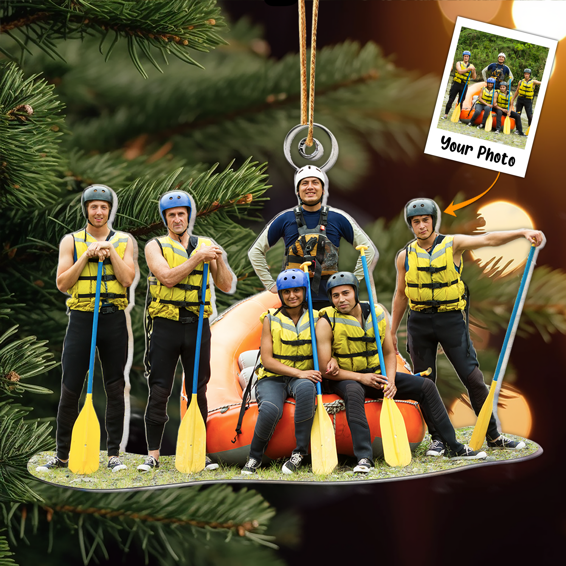 Custom Photo The Best Team To Go Rafting With - Personalized Acrylic Photo Ornament