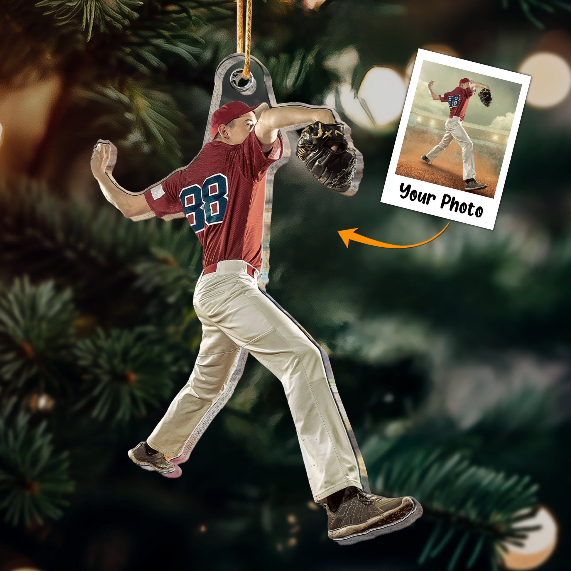 Custom Photo Baseball Lover For Husband, Son - Personalized Acrylic Photo Ornament