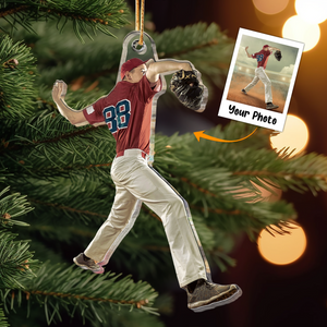 Custom Photo Baseball Lover For Husband, Son - Personalized Acrylic Photo Ornament