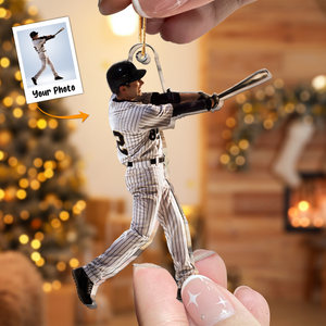 Custom Photo Baseball Lover For Husband, Son - Personalized Acrylic Photo Ornament