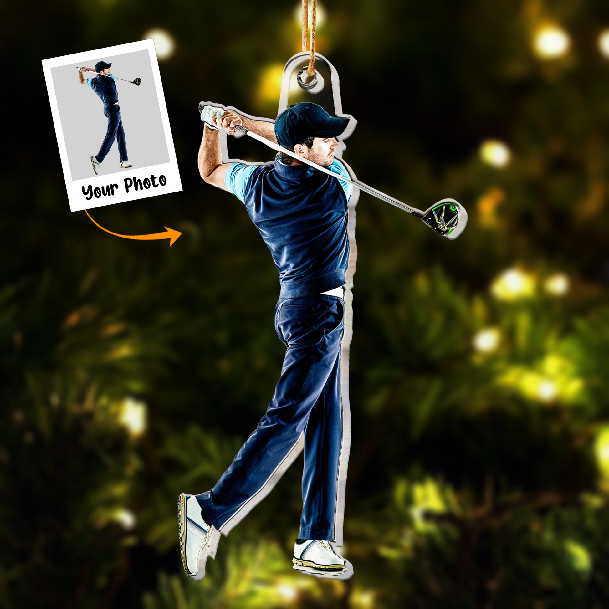 Custom Photo Golf Players Christmas Ornament For Golf Lovers - Personalized Golf Photo Ornament