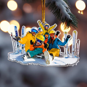 Custom Photo Skiing Gifts For Snow Skiers Family Friends - Personalized Acrylic Photo Ornament