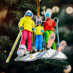 Custom Photo Skiing Gifts For Snow Skiers Family Friends - Personalized Acrylic Photo Ornament