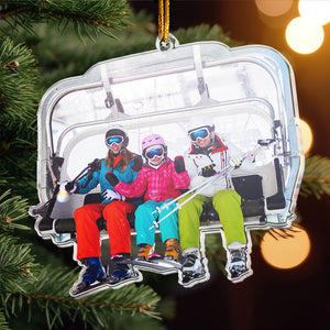 Custom Photo Skiing Gifts For Snow Skiers Family Friends - Personalized Acrylic Photo Ornament