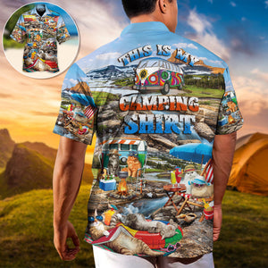 Camping Funny Cat Chilling This Is My Camping Shirt - Hawaiian Shirt