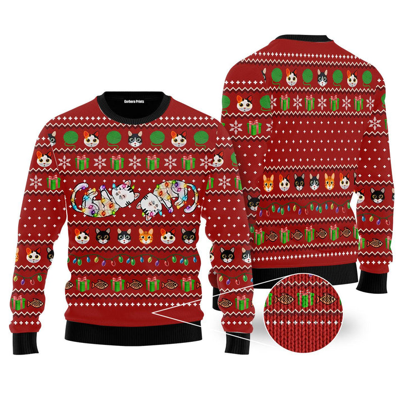 Cat Light Ugly Christmas Sweater For Men & Women
