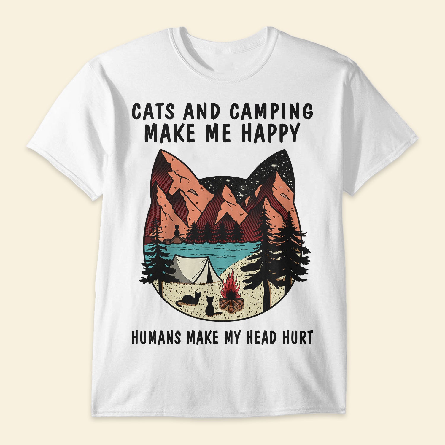 Cats and Camping Make Me Happy- Shirt