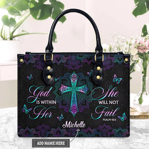 Christianartbag Handbags, God Is Within Her She Will Not Fail Psalm 46 5 Mandala Leather Handbag