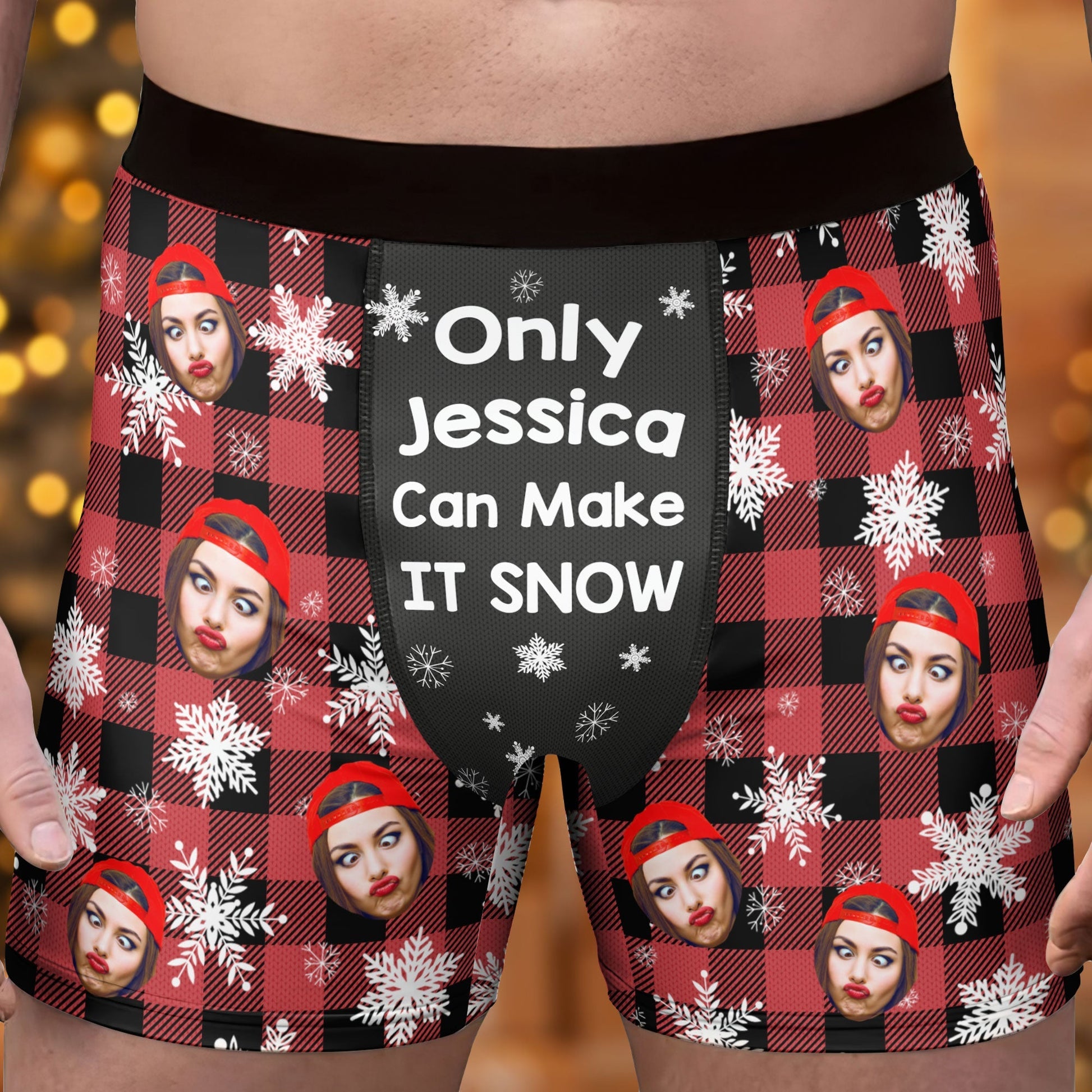 Custom Photo Make It Snow - Gift For Boyfriend, Husband, Anniversary - Funny Personalized Custom Boxer Briefs, Men's Boxers