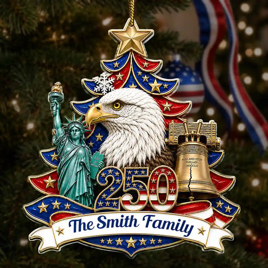 Christmas Proud America Family Personalized Custom Shaped Acrylic Ornament TT1390 IMA209 DEF