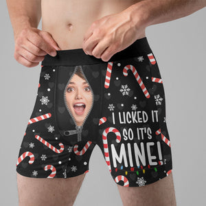 Custom Photo I Licked It So It's Mine - Gift For Boyfriend, Husband, Anniversary - Funny Personalized Custom Boxer Briefs, Men's Boxers