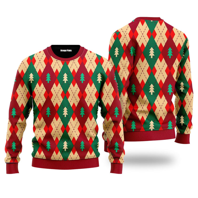 Christmas Tree Love Winter Argyle Ugly Christmas Sweater For Men & Women