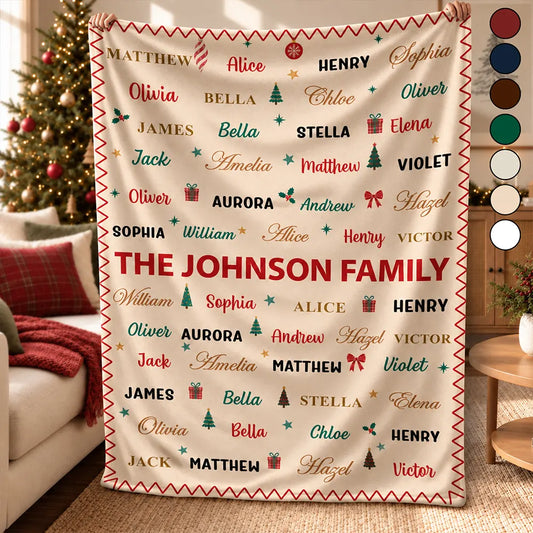 ChristmasGiftForGrandmaMom PersonalizedFamily_MemberNamesWordArtChristmasFleeceBlanket_SherpaBlanket AT2378 VKT_2