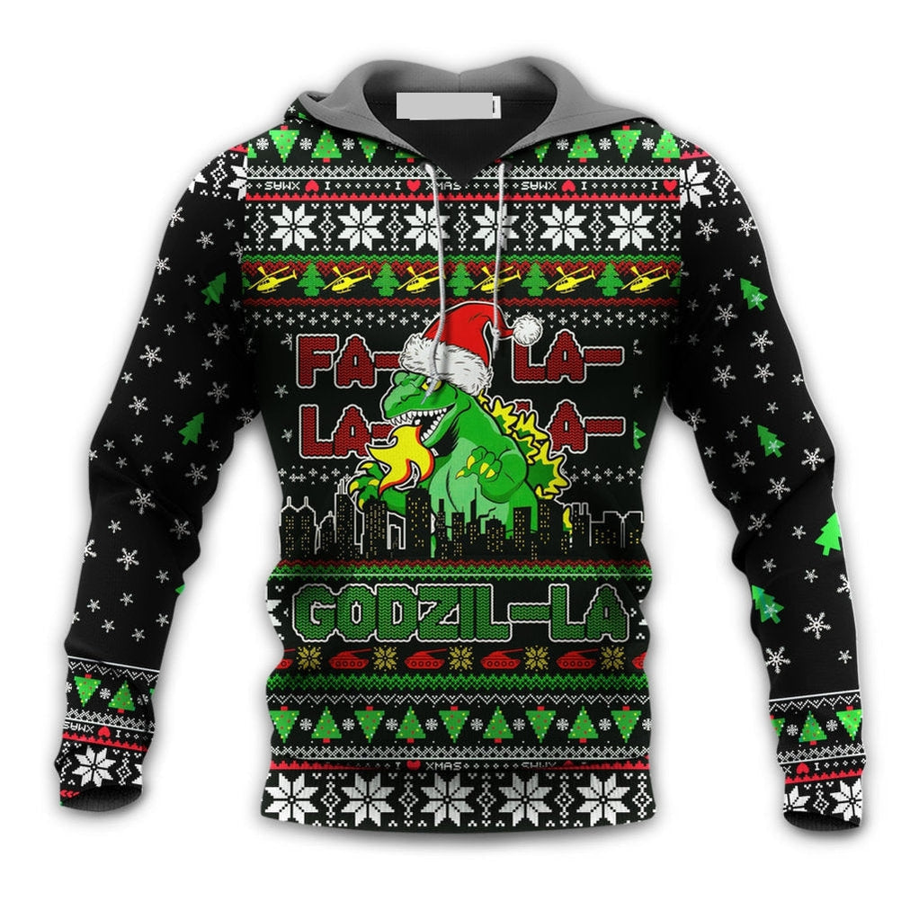 Christmas Godzila Falalalala Xmas - Hoodie