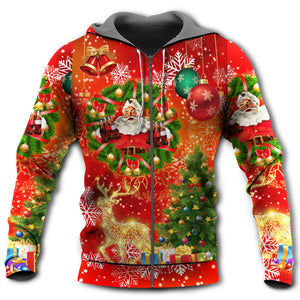 Santa Claus Drinking Christmas Tree Red Light - Hoodie