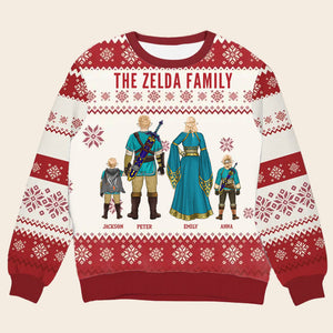 Christmas Zelda Family - Personalized Custom Ugly Sweatshirt - Christmas Gift For Family, Family Members - CL07 DAD MOM PT