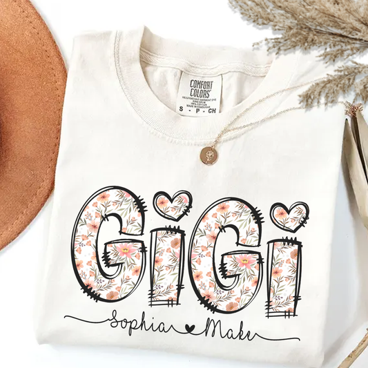 Comfort Colors Vintage Floral Gigi Shirt Cute Grandma Gift Trendy Flower Name Tee Soft Retro Boho Style 1 K3cK2