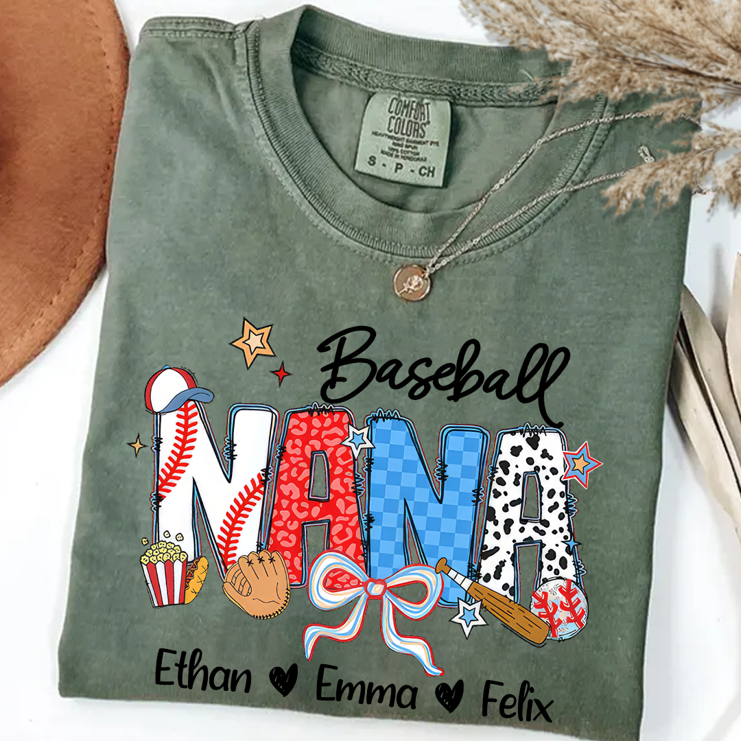 Comfort Colors_C2_AE Baseball Grandma T Shirt Custom Grandma With Grandkids Shirt_Moss_S 1 vSu2M