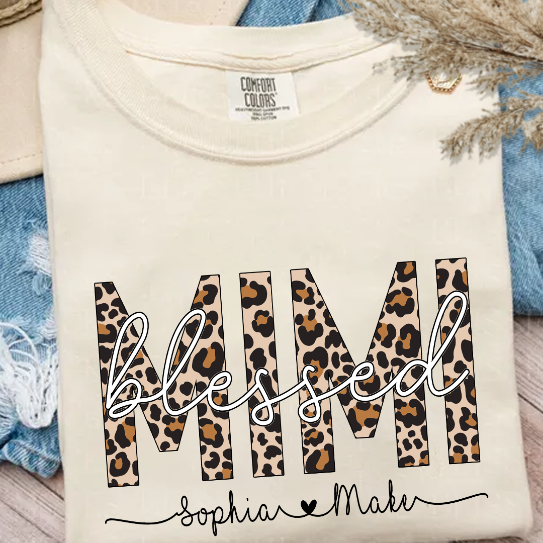 Comfort Colors_C2_AE Blessed Mimi Leopard Print T Shirt _E2_80_93 Personalized Grandma Tee with Grandkids Names _E2_80_93 Custom Gift for Mimi 2 rhMwL