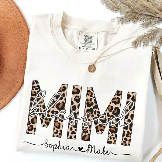 Comfort Colors_C2_AE Blessed Mimi Leopard Print T Shirt _E2_80_93 Personalized Grandma Tee with Grandkids Names _E2_80_93 Custom Gift for Mimi 3 JKWmB
