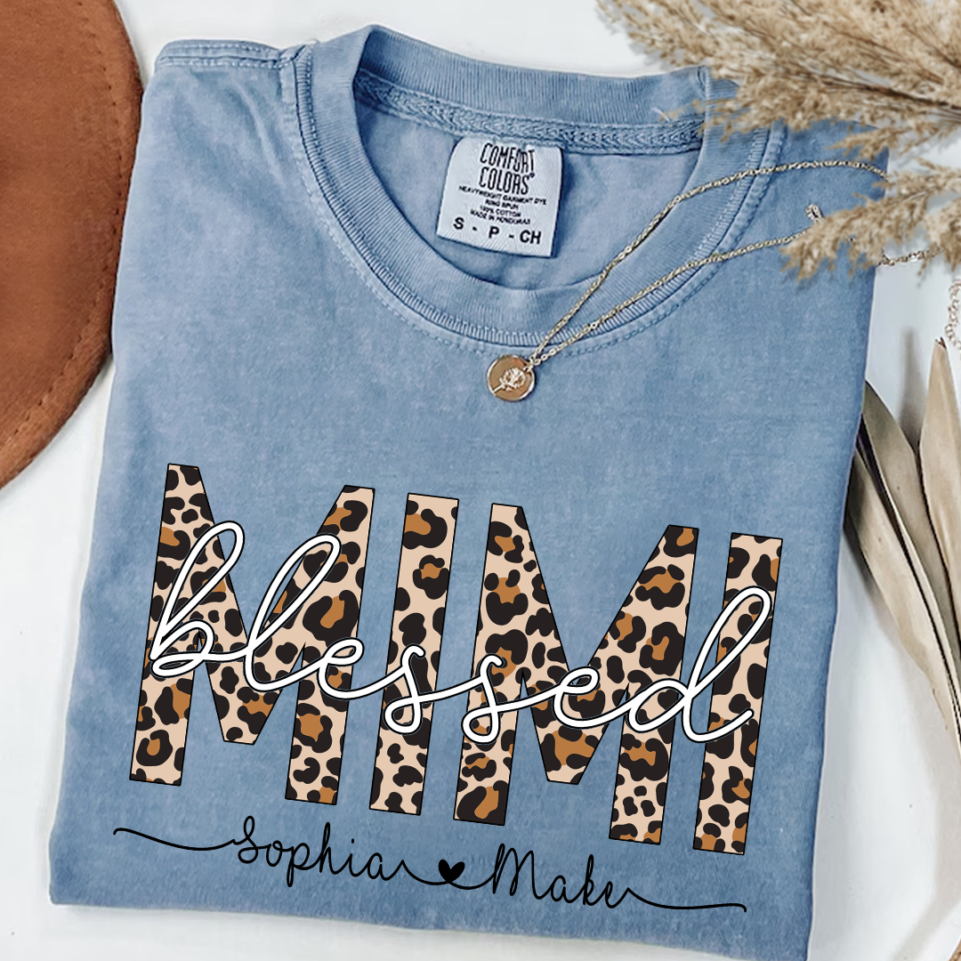 Comfort Colors_C2_AE Blessed Mimi Leopard Print T Shirt _E2_80_93 Personalized Grandma Tee with Grandkids Names _E2_80_93 Custom Gift for Mimi_Blue Jean_S 1 JNxZR