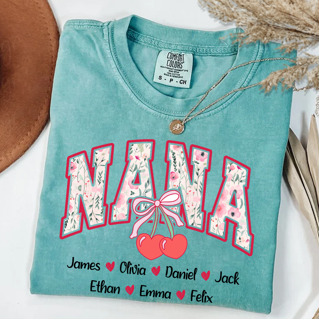 Comfort Colors_C2_AE Cherry Bow Coquette Nana Custom Mom Grandma With Grandkids Gift for Grandma_Seafoam_S 1 naF3P