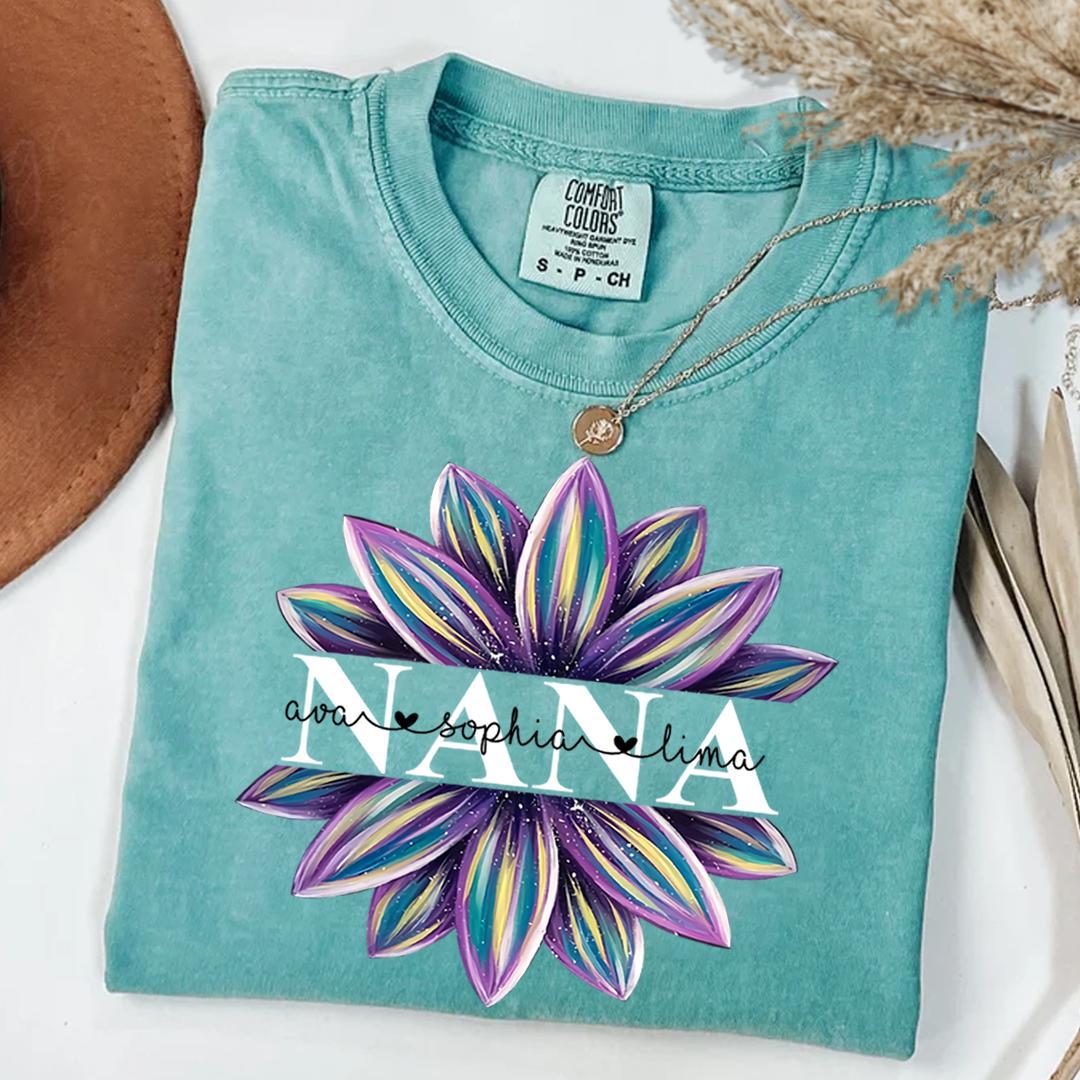 Comfort Colors_C2_AE Flower Grandma Shirt Custom Grandma And Grandkids Shirt_Seafoam_S 1_with_co_lau zUGgJ