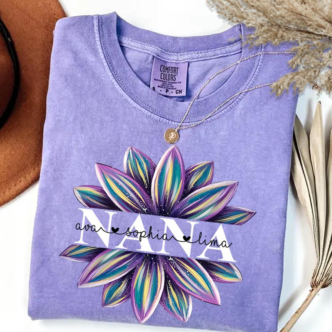 Comfort Colors_C2_AE Flower Grandma Shirt Custom Grandma And Grandkids Shirt_Violet_S 1_with_co_lau JItw1