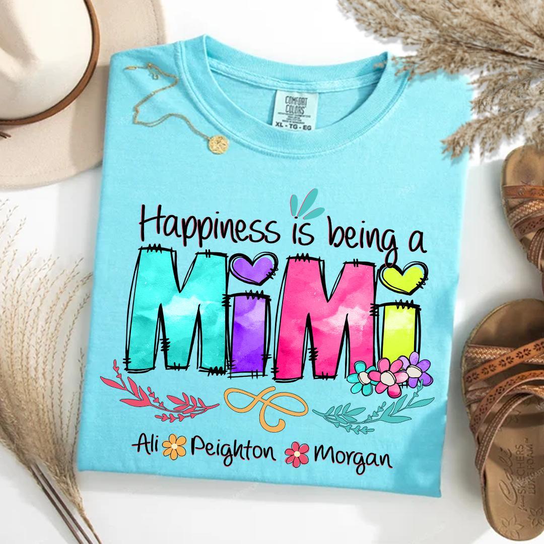 Comfort Colors_C2_AE Happiness Is Being A Mimi Shirt Custom Grandma With Grandkids Shirt_Lagoon Blue_S 1_with_co_lau HfrBs