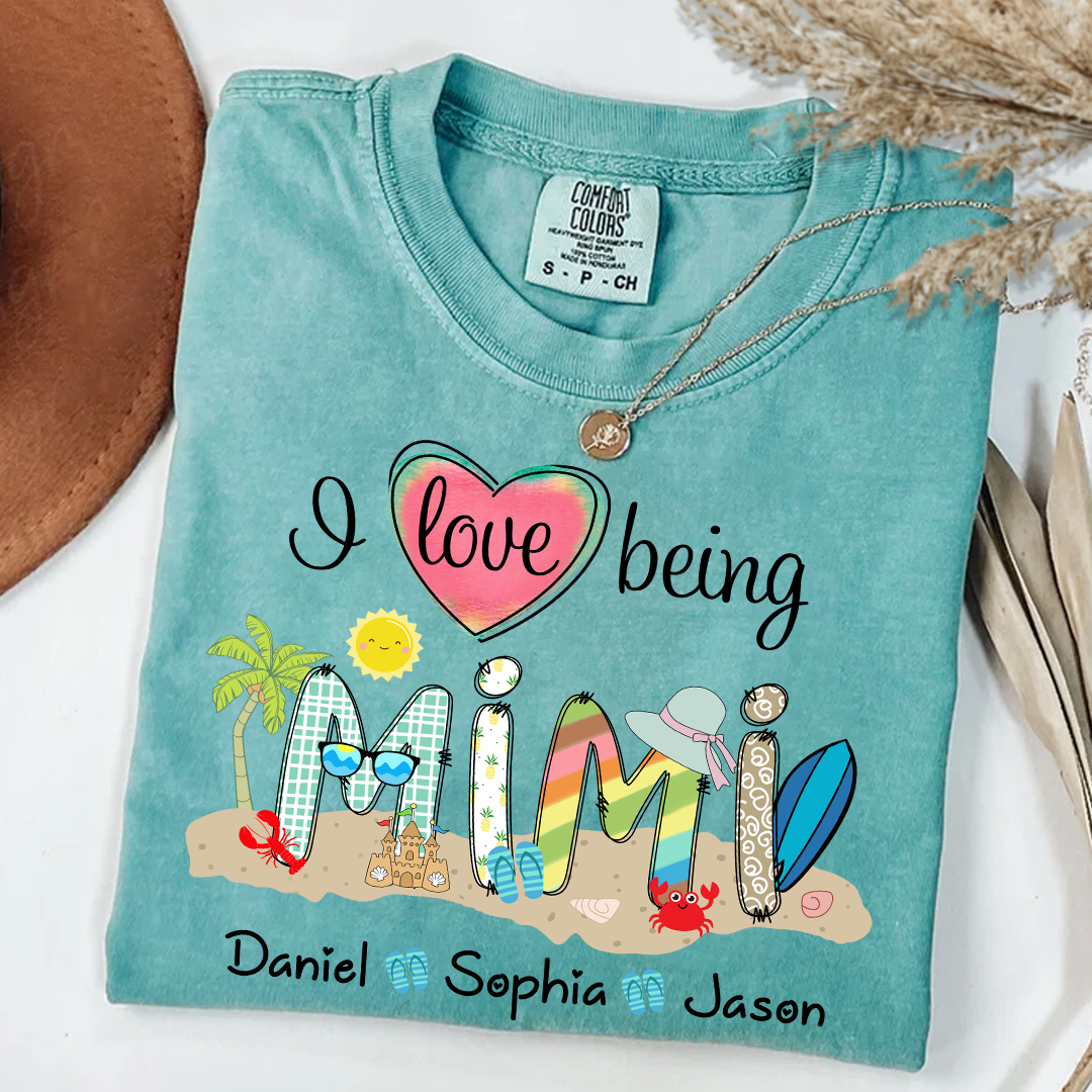 Comfort Colors_C2_AE I Love Being Grandma Summer Shirt Custom Grandma And Grandkids Shirt_Seafoam_S 1 CsUU2