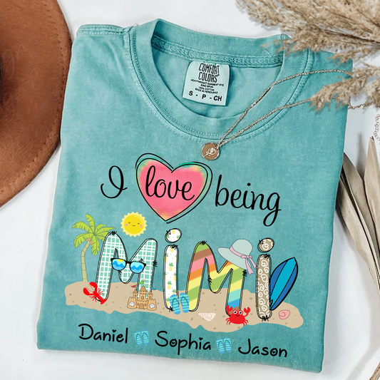 Comfort Colors_C2_AE I Love Being Grandma Summer Shirt Custom Grandma And Grandkids Shirt_Seafoam_S 1 CsUU2