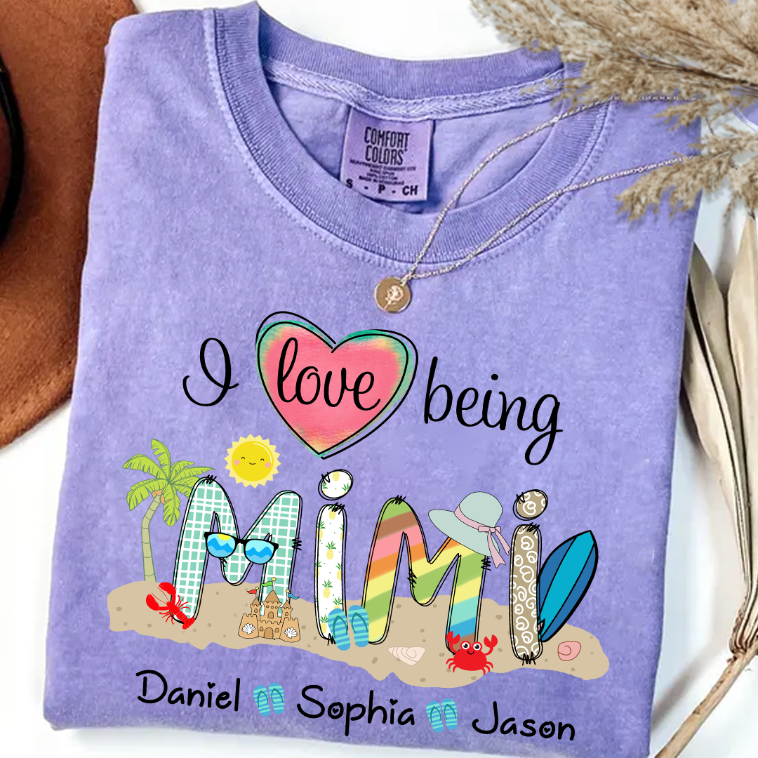 Comfort Colors_C2_AE I Love Being Grandma Summer Shirt Custom Grandma And Grandkids Shirt_Violet_S 1 PoKim