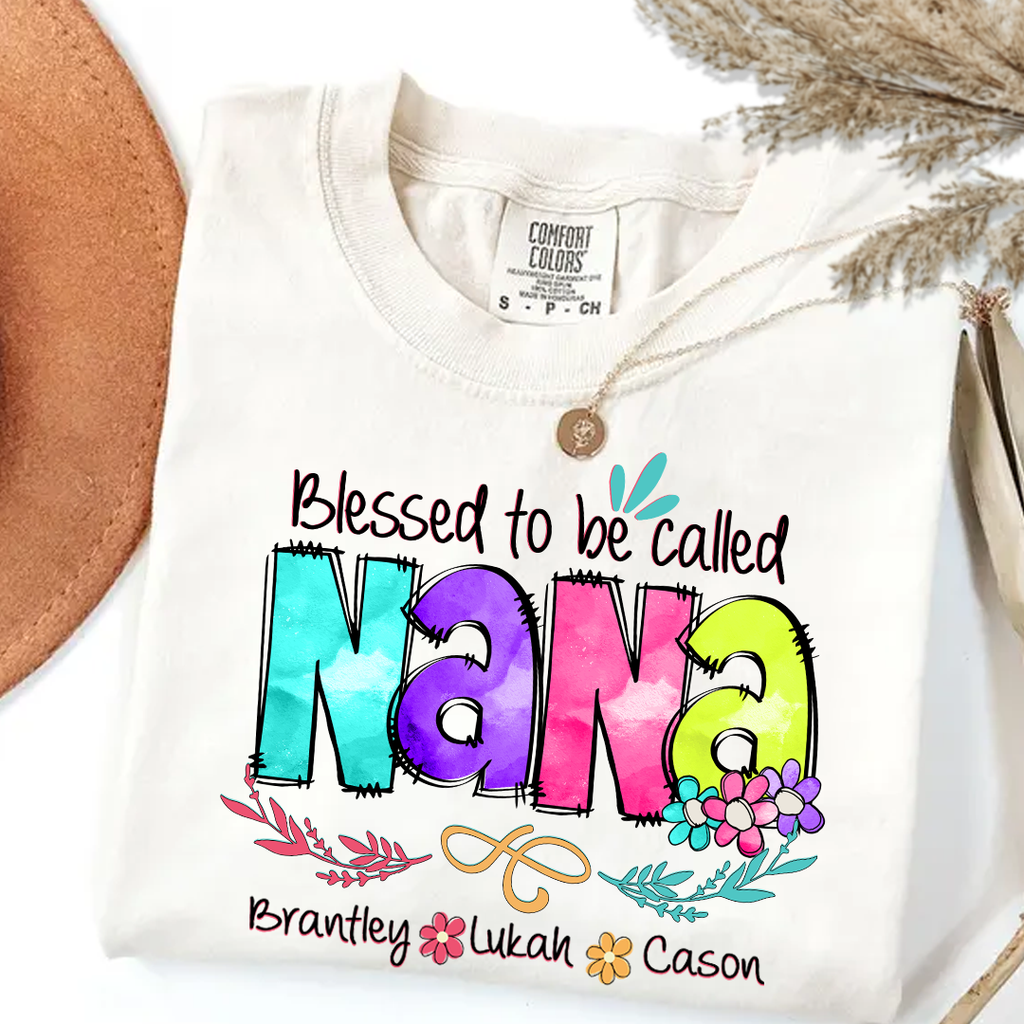 Comfort Colors_C2_AE Personalize Blessed To Be Called Nana Shirt Custom Grandma With Grandkids Gift for Grandma Shirt 1 oMxkQ