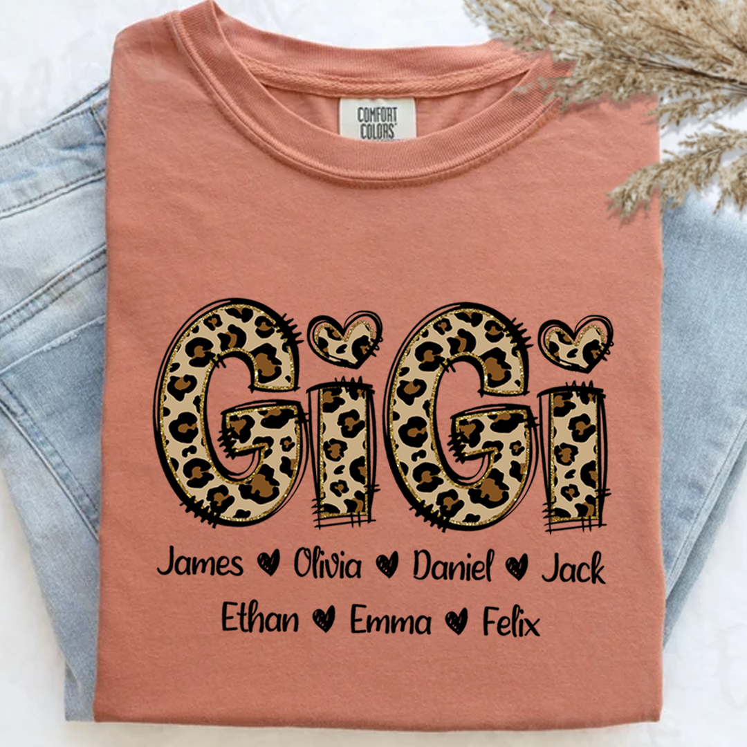 Comfort Colors_C2_AE Personalize Gigi Leopard Shirt Custom Grandma With Grandkids Gift for Grandma Shirt_Terracotta_S 1 bySJP