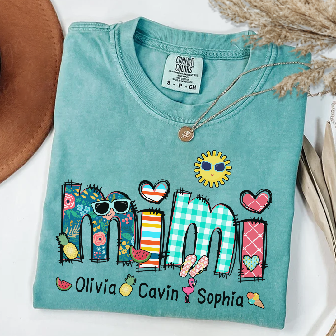Comfort Colors_C2_AE Personalize Mimi Summer 2025 Shirt Custom Grandma And Grandkids Shirt Gifts For Grandma Shirt_Seafoam_S 1 qGFfg