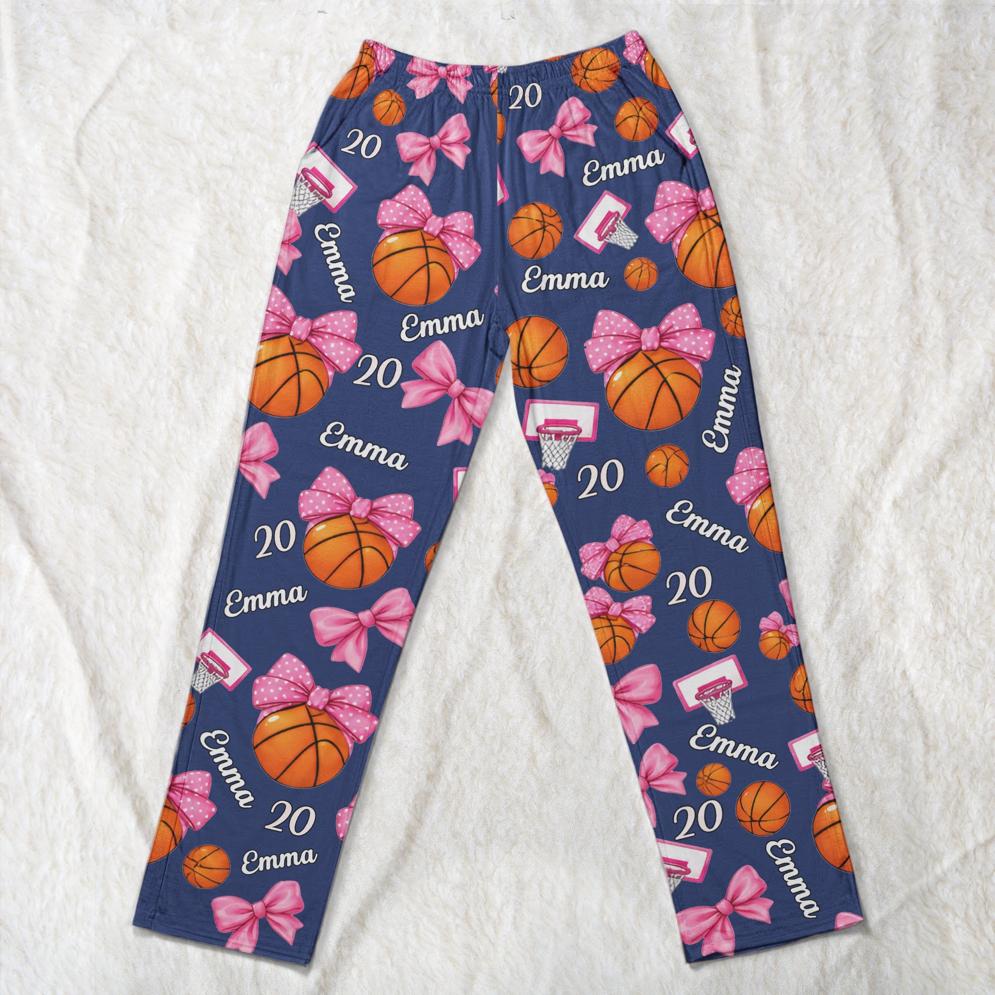 Coquette Bow Basketball Custom Name_ Number Gift For Basketball Player_ Basketball Team Personalized Lounge Pants_7