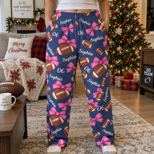 Coquette_Bow_Football_Custom_Name_Number_Gift_For_Flag_Football_Player_Flag_Football_Team_American_Football_Lovers_Personalized_Lounge_Pants_1