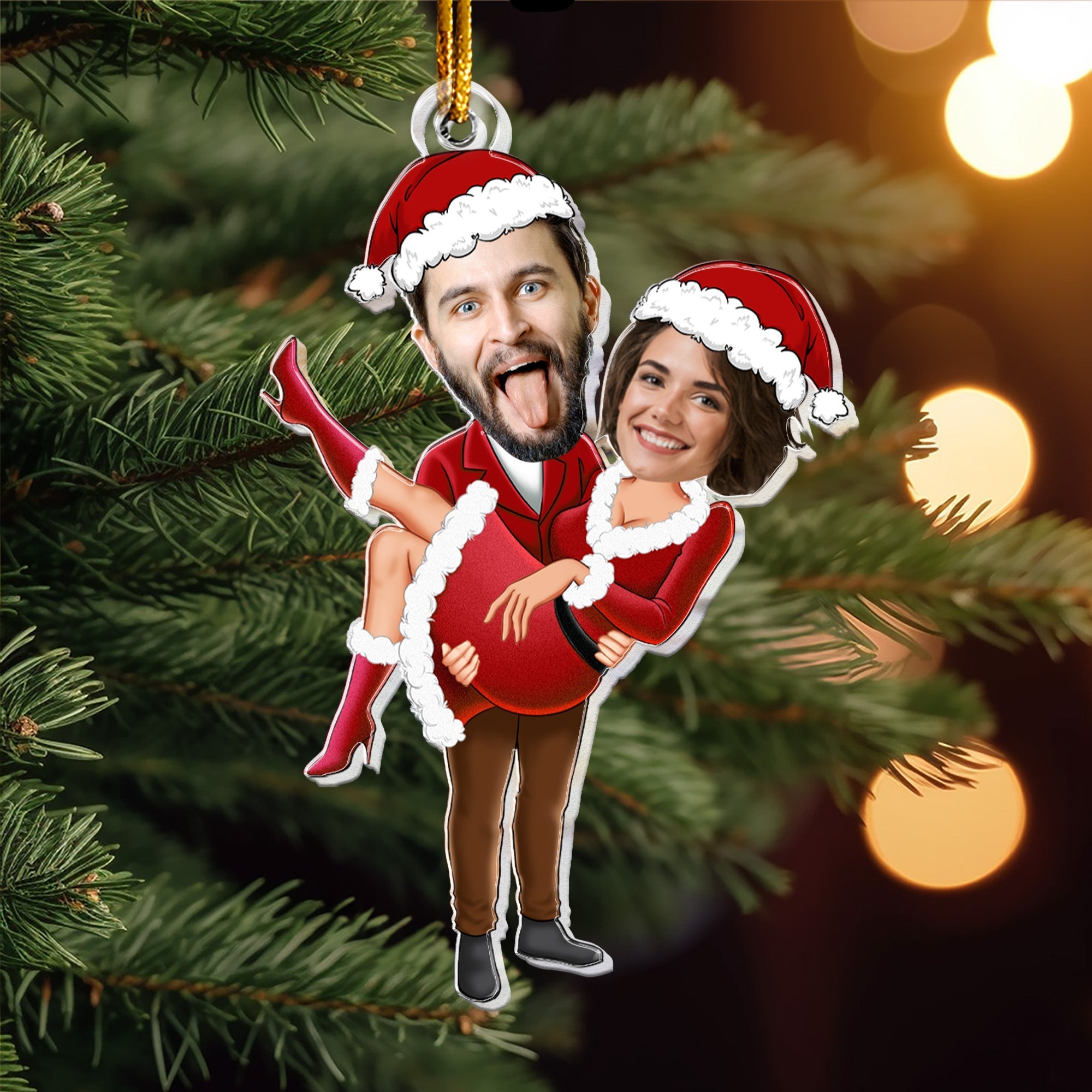 Couple Santa Clauses Personalized Acrylic Photo Ornament_2_3c258434 e7e7 459d bbc0 988845538425