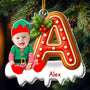 Custom Baby Face Elf Gingerbread Alphabet Personalized Acrylic Photo Ornament_1